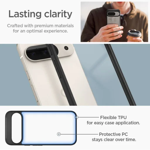 Google Pixel 9 / 9 Pro matné čierne puzdro Spigen Ultra Hybrid - 13