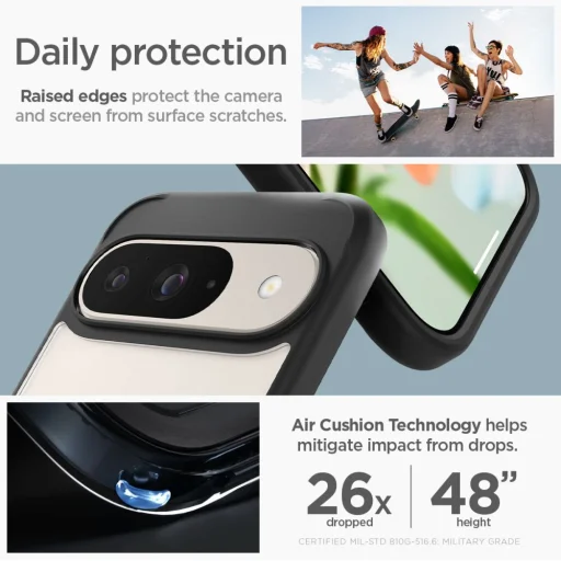 Google Pixel 9 / 9 Pro matné čierne puzdro Spigen Ultra Hybrid - 14