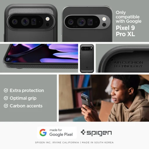 Google Pixel 9 Pro Xl Matt Fekete Spigen Rugged Armor Tok - 11