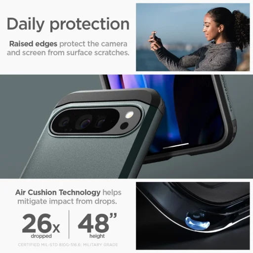  Google Pixel 9 Pro Xl Abyss Green Spigen Tough Armor Tok - 13