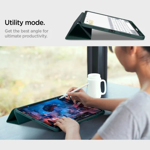  Apple iPad Pro 13 2024 Éjféli zöld SPIGEN Urban Fit tok - 17