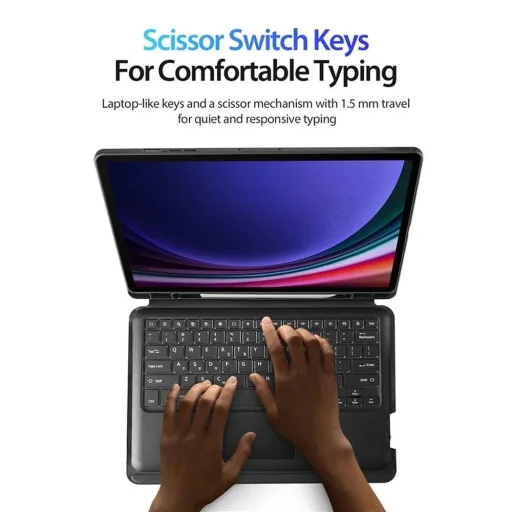 DUX DUCIS DK összecsukható fliptok Vezeték nélküli Billentyűzettel SAMSUNG Tab S9 Plus fekete tok - 8