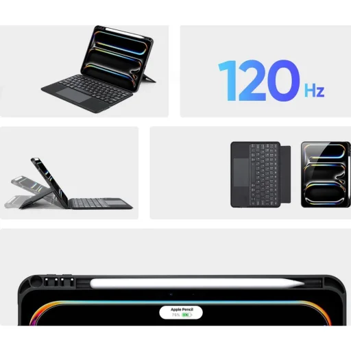 DUX DUCIS fliptok DK összecsukható Vezeték Nélküli Billentyűzettel iPad Pro 11 (2024) fekete tok - 4