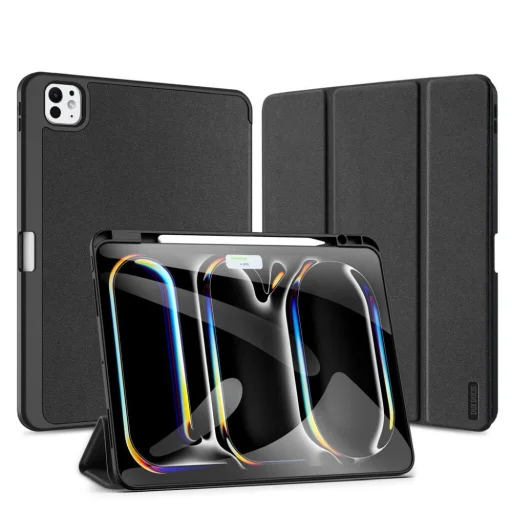 DUX DUCIS fliptok DOMO hajtogatható ceruzatartóval iPad Pro 13 (2024) fekete tok - 1
