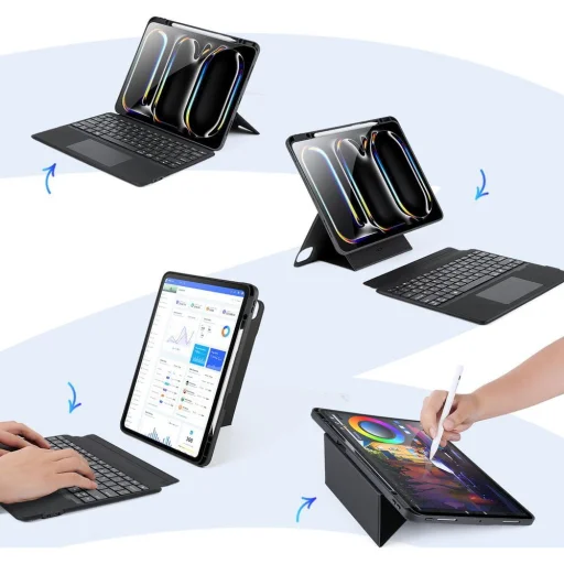 DUX DUCIS fliptok összecsukható vezeték nélküli billentyűzettel iPad Pro 13 (2024) fekete - 7