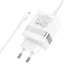 HOCO utazó töltő USB A + Type C + kábel Type C-ről Lightning-re PD QC3.0 3A 30W N21 fehér thumbnail