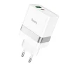 HOCO utazó töltő USB A + Type C + kábel Type C-ről Lightning-re PD QC3.0 3A 30W N21 fehér thumbnail