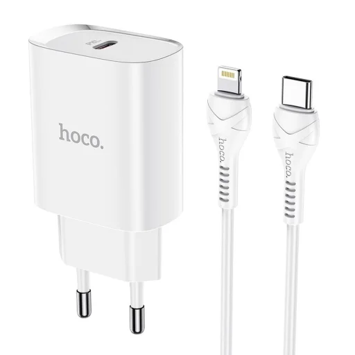 HOCO hálózati töltő Type C + kábel Type C to Lightning PD 20W N14 fehér - 1