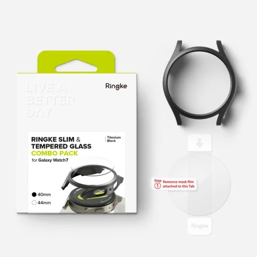 RINGKE SLIM & TEMPERED GLASS GALAXY WATCH 7 (40 MM) TITANIUM BLACK üvegfólia - 8