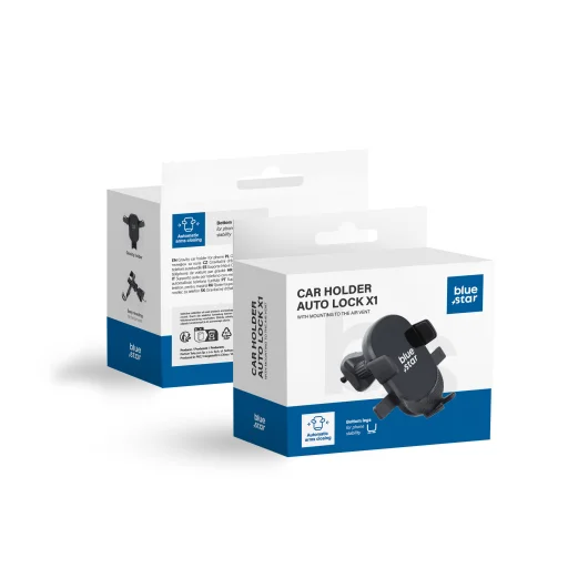 BLUE STAR AUTO LOCK X1 szellőzőre erősíthető autós telefontartó fekete - 1