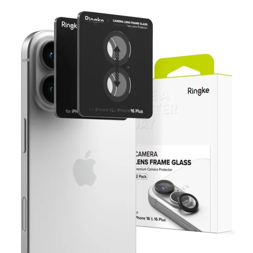 Ringke Camera Frame Protector 2-Pack iPhone 16 / 16 Plus fekete üvegfólia - 1