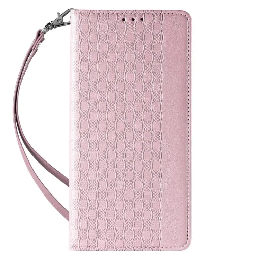 Magnet Strap Case iPhone 12 Pro tok pénztárca + mini pánt medál rózsaszín - 4