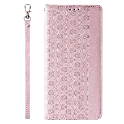 Magnet Strap Case iPhone 12 Pro tok pénztárca + mini pánt medál rózsaszín - 5