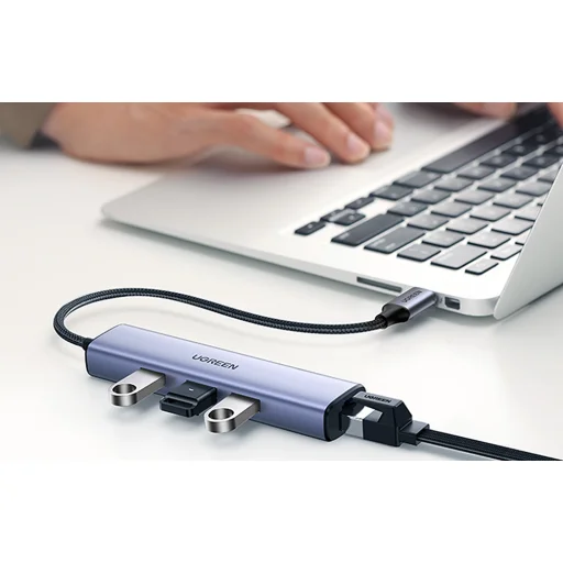 UGREEN CM475 USB-C 3x USB 3.0 adapter, RJ45, USB-C PD (szürke) - 3