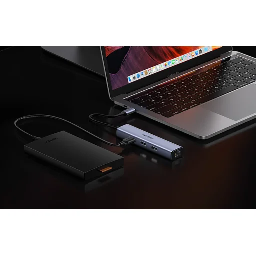 UGREEN CM475 USB-C 3x USB 3.0 adapter, RJ45, USB-C PD (szürke) - 4