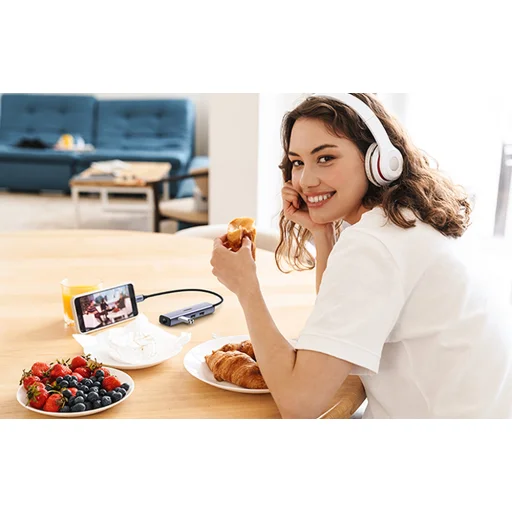 UGREEN CM475 USB-C 3x USB 3.0 adapter, RJ45, USB-C PD (szürke) - 5