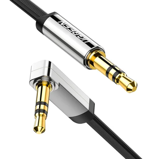 UGREEN AV119 Mini jack 3.5mm AUX könyök kábel, lapos, 5m (fekete) - 2