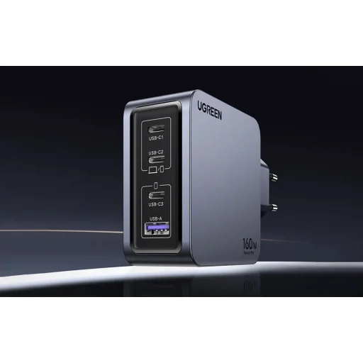 Ugreen Nexode Pro 160W fali töltő, GaN, USB + 3x USB-C (szürke) - 3