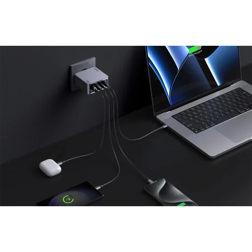 Ugreen Nexode Pro 160W fali töltő, GaN, USB + 3x USB-C (szürke) - 4