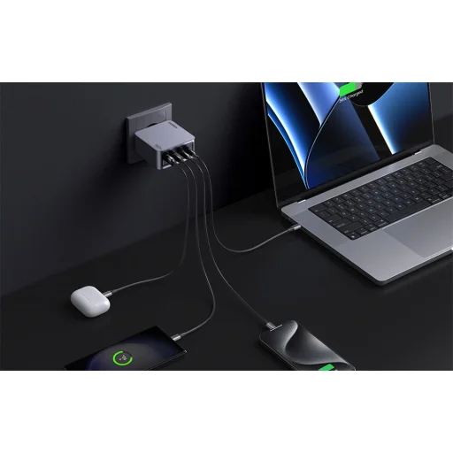 Ugreen Nexode Pro 160W fali töltő, GaN, USB + 3x USB-C (szürke) - 6