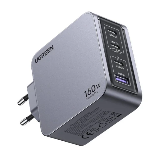 Ugreen Nexode Pro 160W fali töltő, GaN, USB + 3x USB-C (szürke) - 1