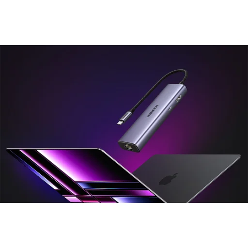 UGREEN 6 az 1-ben multifunkciós adapter USB-C - 3x USB A 3.0, HDMI, RJ45, PD - 8