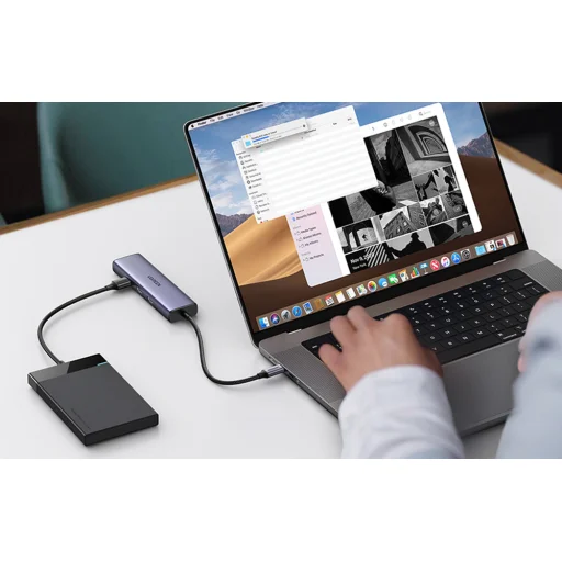 UGREEN 6 az 1-ben multifunkciós adapter USB-C - 3x USB A 3.0, HDMI, RJ45, PD - 5