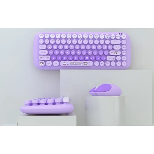 MOFII Candy New 2.4G Vezeték nélküli Billentyűzet + Egér Szett (Lila) - 2