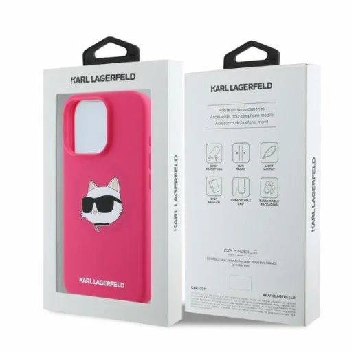  iPhone 16 Pro Max Fukszia Original Pouch KARL LAGERFELD hardcase Silicone Choupette Head Print MagSafe KLHMP16XSCHPPLF tok - 5