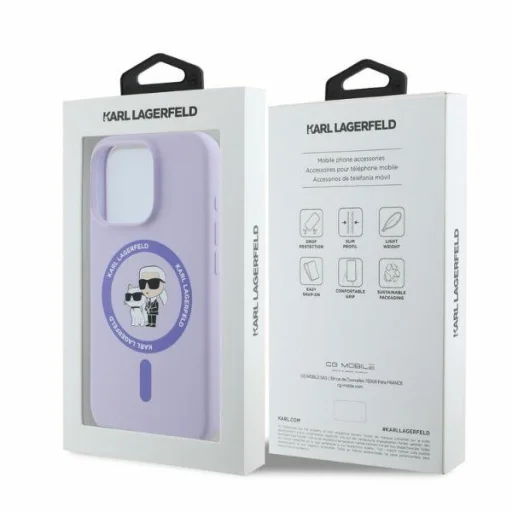Original Pouch KARL LAGERFELD tok HC MagSafe Silicone KC Heads Ring KLHMP14LSCMKCRHU iPhone 14 Pro lila - 5