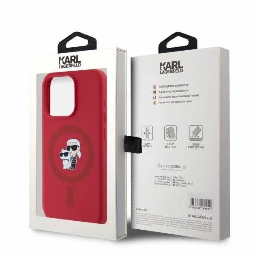  iPhone 15 Pro Piros Original Pouch KARL LAGERFELD kemény tok Szilikon KC Heads Ring MagSafe KLHMP15LSCMKCRHR - 4