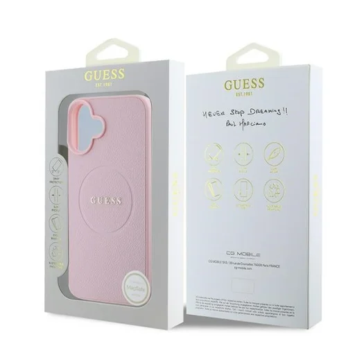  iPhone 16 Plus pink Original Case GUESS hardcase Grained Gold Ring MagSafe GUHMP16MPGHSMMP tok - 8
