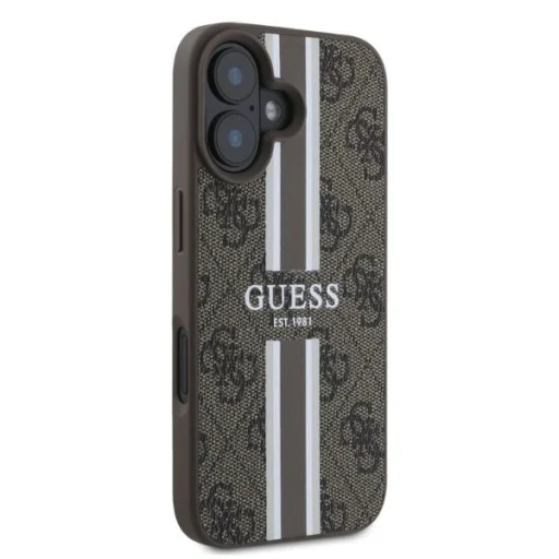  iPhone 16 Barna Eredeti Guess 4G Printed Stripes Ütésálló MagSafe tok GUHMP16SP4RPSW - 2