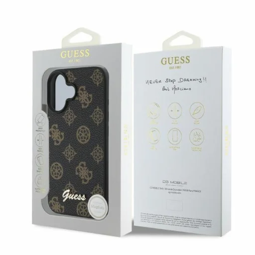  iPhone 16 fekete Original Case GUESS keménytok Peony Script MagSafe GUHMP16SPGPYSK tok - 4