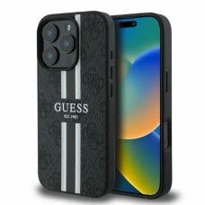  iPhone 16 Pro Max fekete Original Case GUESS kemény tok 4G Printed Stripes MagSafe GUHMP16XP4RPSK