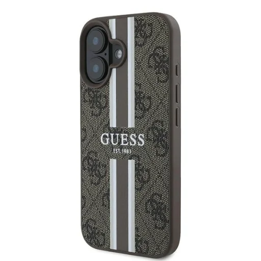  iPhone 16 Plus barna Original Guess 4G Nyomott Csíkos MagSafe GUHMP16MP4RPSW tok - 2