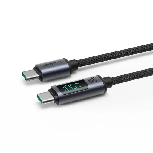 Joyroom Prism Series A16 USB-C / USB-C 100W 1.2m Kábel LED Kijelzővel - Fekete - 9