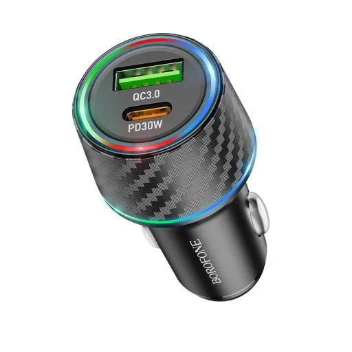 Borofone autós töltő BZ21 Brilliant - USB + Type C - QC 3.0 PD 48W fekete - 2