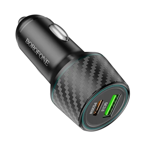 Borofone autós töltő BZ21 Brilliant - USB + Type C - QC 3.0 PD 48W fekete - 4