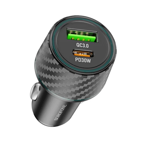 Borofone autós töltő BZ21 Brilliant - USB + Type C - QC 3.0 PD 48W fekete - 5