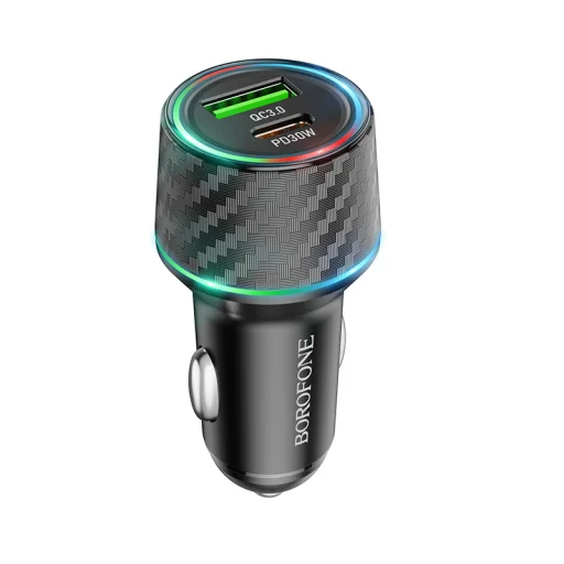 Borofone autós töltő BZ21 Brilliant - USB + Type C - QC 3.0 PD 48W fekete - 1