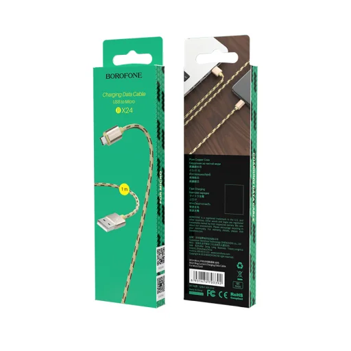 Borofone BX24 Ring Current kábel - USB - Micro USB - 2,4A 1 méter arany - 4