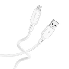 Borofone BX94 Crystal színű kábel - USB-Micro USB - 2,4A 1 méter fehér