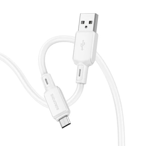 Borofone BX94 Crystal színű kábel - USB-Micro USB - 2,4A 1 méter fehér - 2