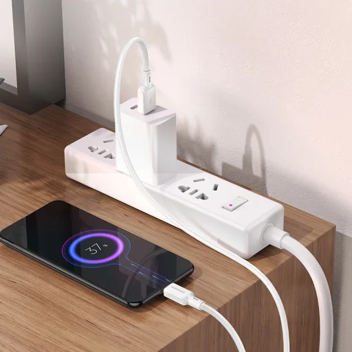 Borofone BX94 Crystal színű kábel - USB-Micro USB - 2,4A 1 méter fehér - 3