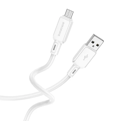 Borofone BX94 Crystal színű kábel - USB-Micro USB - 2,4A 1 méter fehér - 1