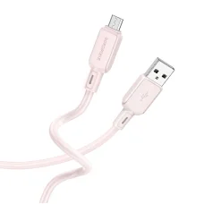 Borofone Kábel BX94 Crystal szín - USB-ről Micro USB-re - 2,4A 1 méter világos rózsaszín