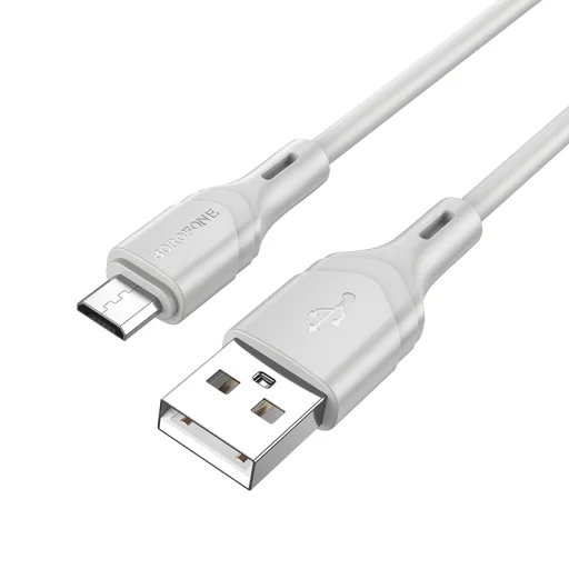 Borofone BX99 Method kábel - USB-MicroUSB - 2,4A 1 méter szürke - 2