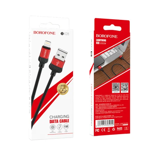 Borofone Cable BX28 Dignity - USB - Lightning - 2,4A 1 méter piros - 5