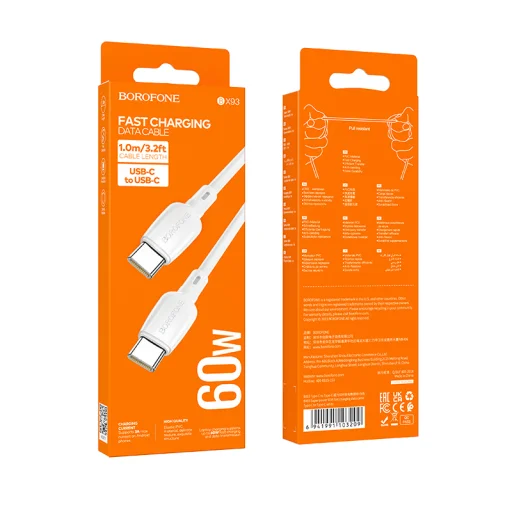 Borofone Cable BX93 Super Power - Type C to Type C - 60W 3A 1 méter fehér - 4